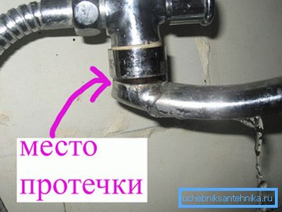 Любительское фото подобного изделия с указанием места утечки воды Любительское фото подобного изделия с указанием места утечки воды