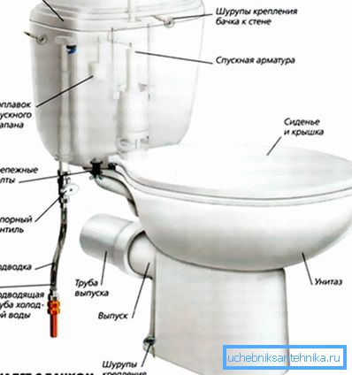 Основные компоненты стандартного унитаза. Основные компоненты стандартного унитаза.