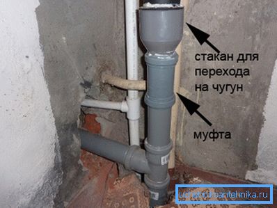 Пластиковая врезка в чугунный стояк Пластиковая врезка в чугунный стояк