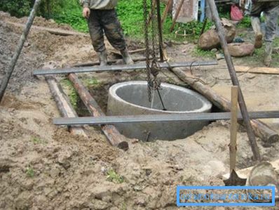 Способ опускания бетонных колец Способ опускания бетонных колец