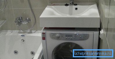 Установка стиральной машины под раковину в ванной экономит место в санузле