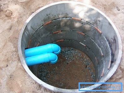 Яма со сточными трубами и дренажом на дне Яма со сточными трубами и дренажом на дне