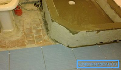 Заливка бетонной стяжки и затирка кирпичных боковых стенок.